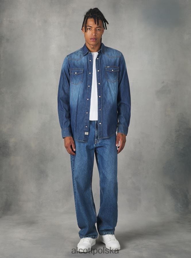 odzież Alcott dżinsowa koszula czarny mężczyźni 2TXFF6887