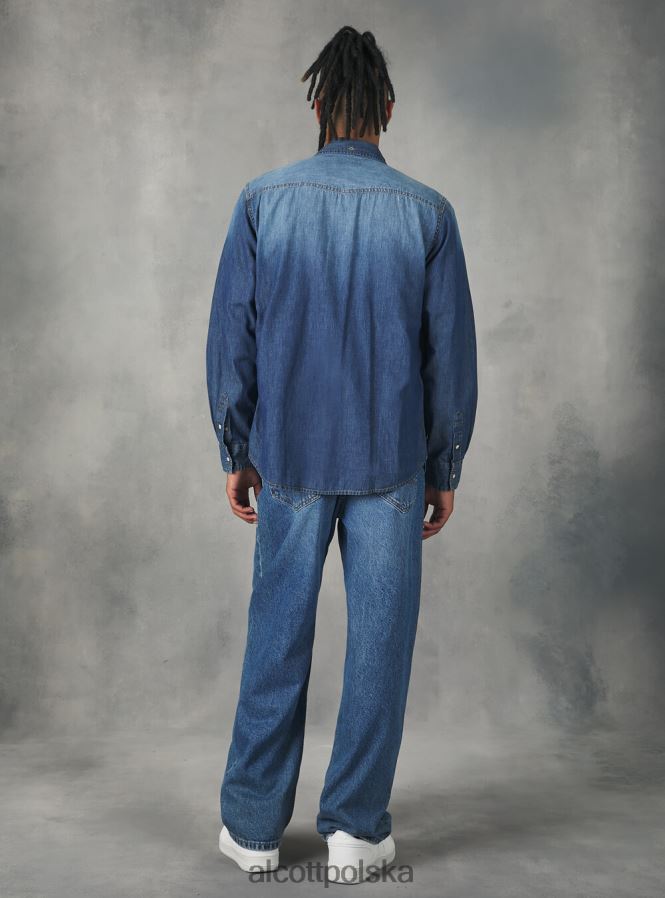 odzież Alcott dżinsowa koszula czarny mężczyźni 2TXFF6887
