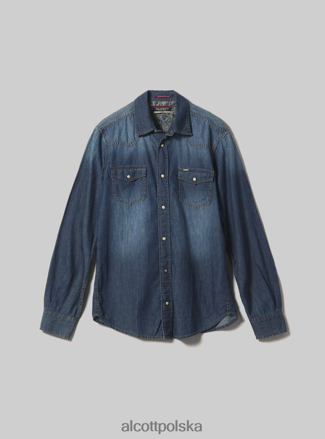 odzież Alcott dżinsowa koszula czarny mężczyźni 2TXFF6887