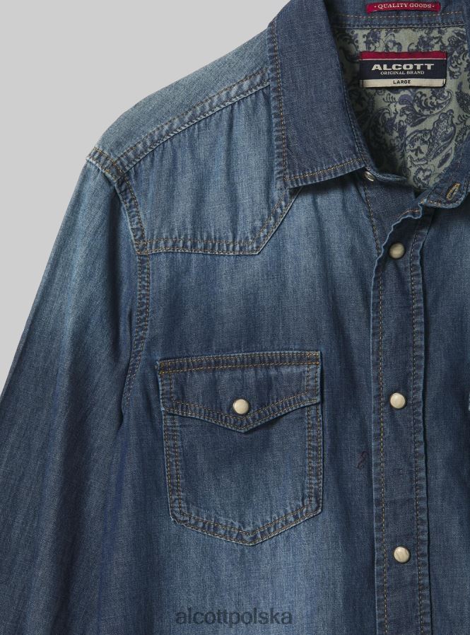 odzież Alcott dżinsowa koszula czarny mężczyźni 2TXFF6887