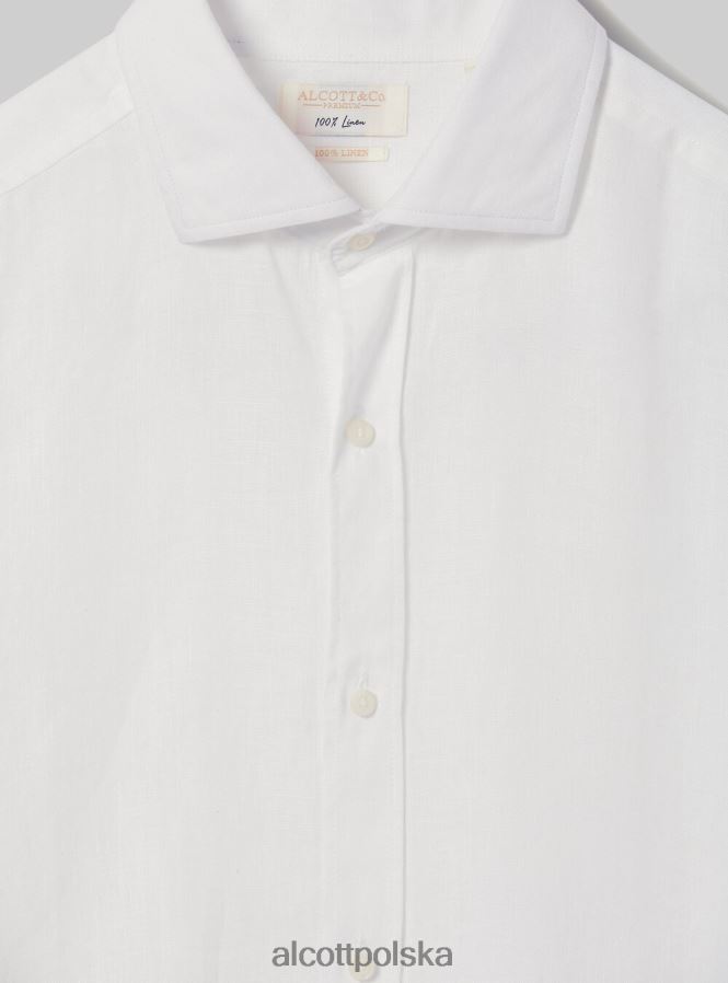 odzież Alcott koszula z czystego lnu z długimi rękawami az3 lazurowe światło mężczyźni 2TXFF6707