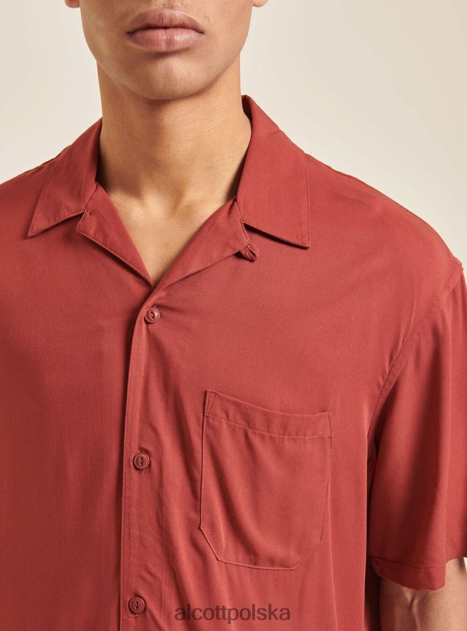 odzież Alcott koszula z krótkim rękawem i kołnierzykiem typu kręgle c322 bordowy mężczyźni 2TXFF6973