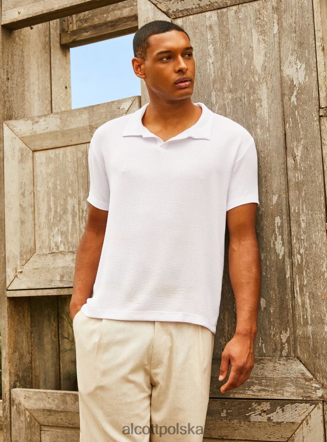 odzież Alcott koszulka polo z krepy wh2 biały mężczyźni 2TXFF6959