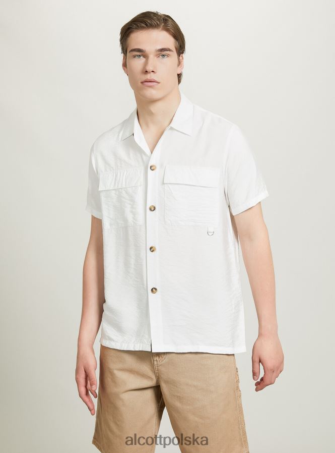 odzież Alcott twillowa koszula z dużymi kieszeniami wh1 ecru mężczyźni 2TXFF6623