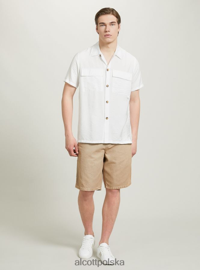 odzież Alcott twillowa koszula z dużymi kieszeniami wh1 ecru mężczyźni 2TXFF6623