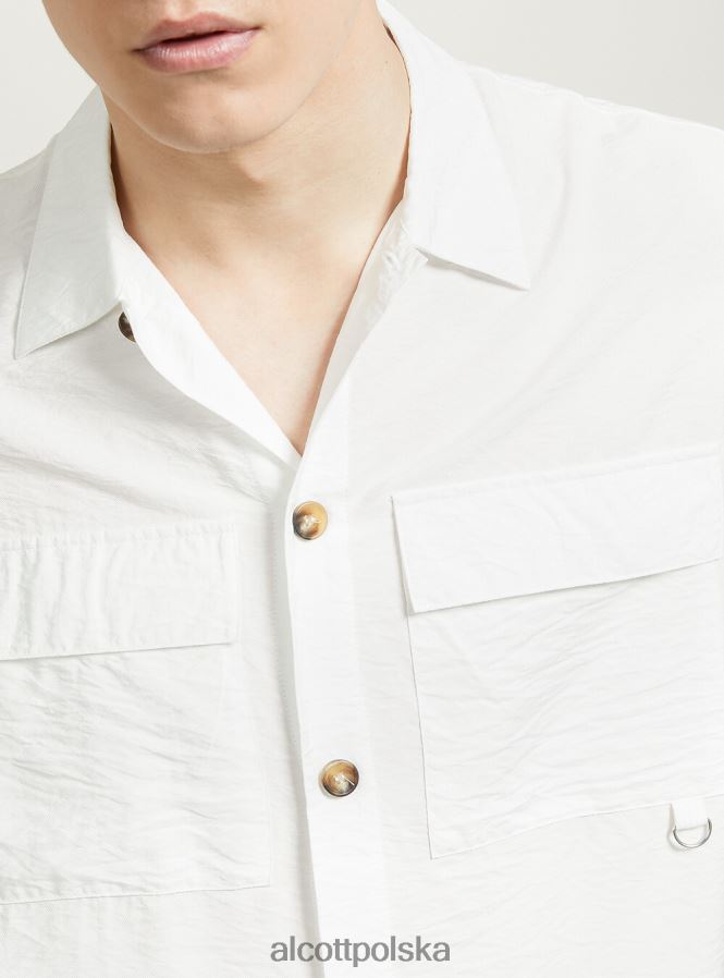 odzież Alcott twillowa koszula z dużymi kieszeniami wh1 ecru mężczyźni 2TXFF6623