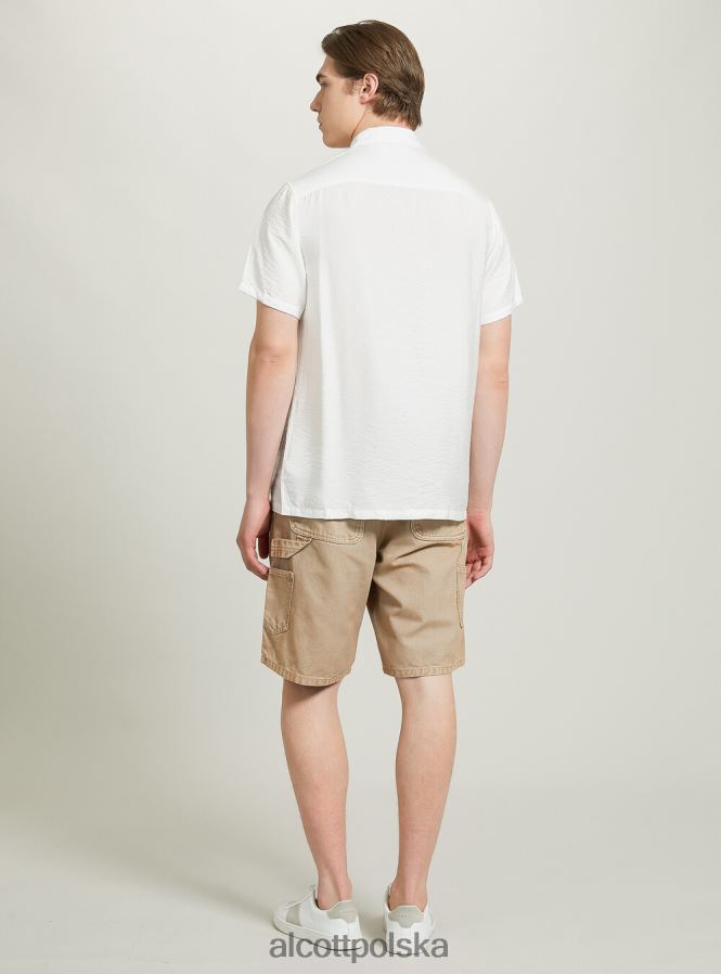 odzież Alcott twillowa koszula z dużymi kieszeniami wh1 ecru mężczyźni 2TXFF6623