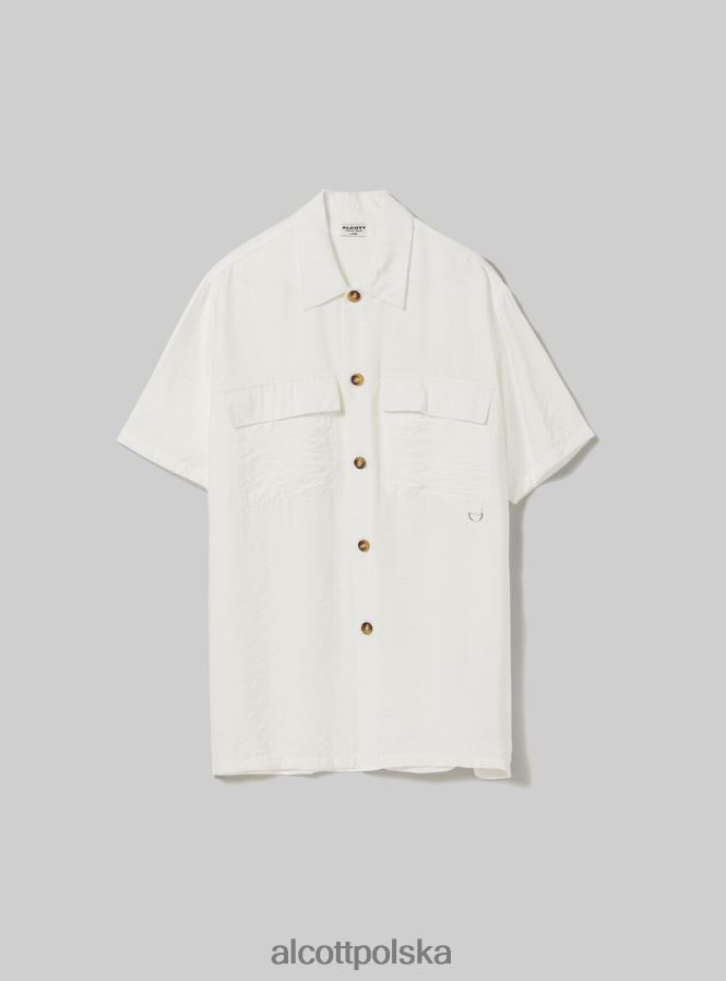 odzież Alcott twillowa koszula z dużymi kieszeniami wh1 ecru mężczyźni 2TXFF6623