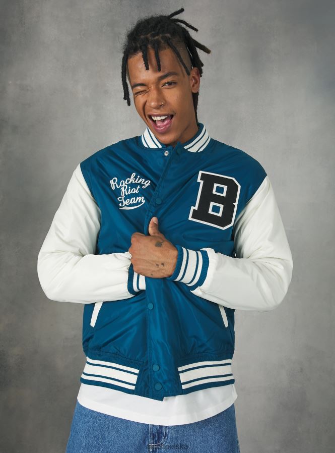 odzież Alcott Kurtka bomber w stylu college'u z wyściółką pochodzącą z recyklingu bk1 czarny mężczyźni 2TXFF6752