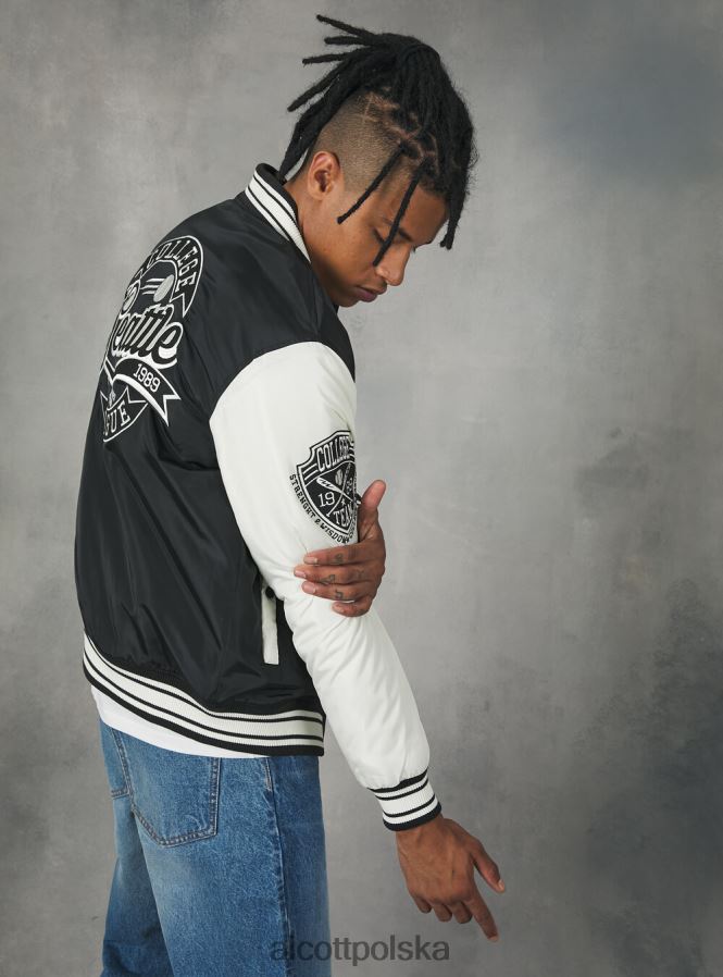 odzież Alcott Kurtka bomber w stylu college'u z wyściółką pochodzącą z recyklingu bk1 czarny mężczyźni 2TXFF6819