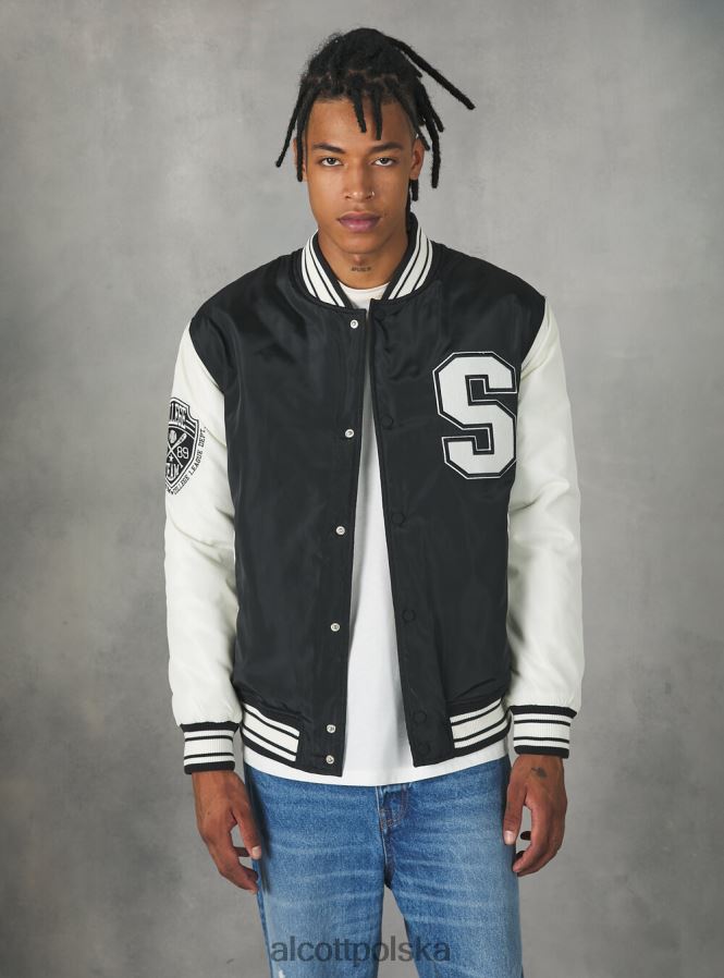 odzież Alcott Kurtka bomber w stylu college'u z wyściółką pochodzącą z recyklingu bk1 czarny mężczyźni 2TXFF6819