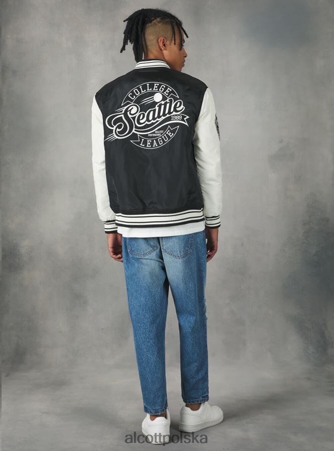 odzież Alcott Kurtka bomber w stylu college'u z wyściółką pochodzącą z recyklingu bk1 czarny mężczyźni 2TXFF6819