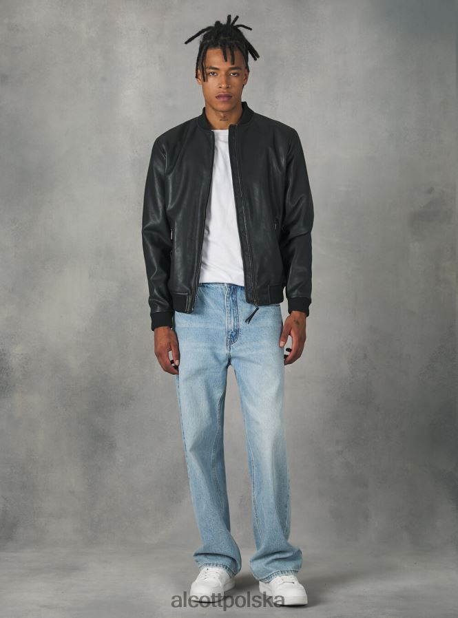 odzież Alcott Kurtka bomber z efektem skóry bk1 czarny mężczyźni 2TXFF6749