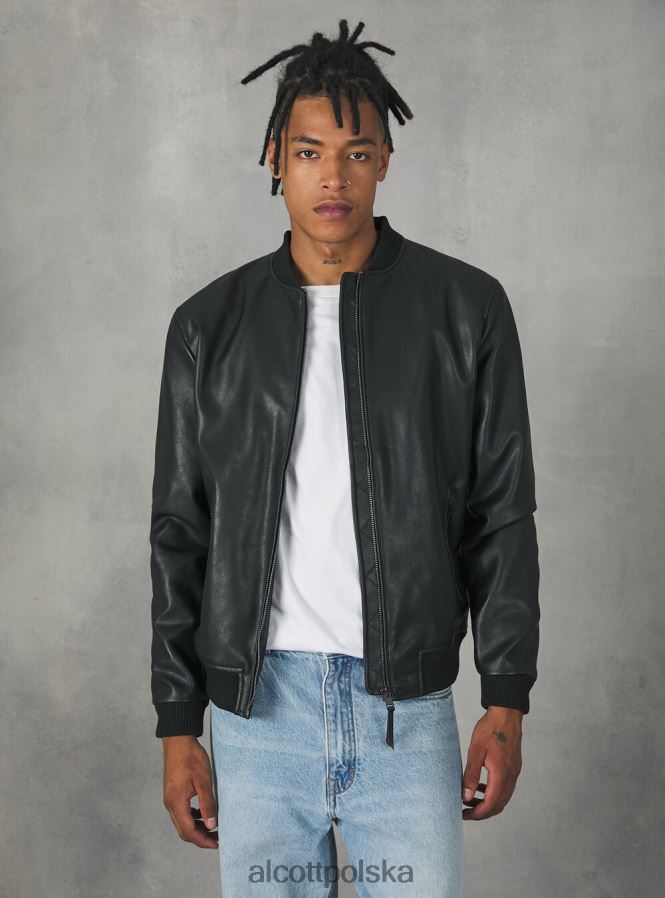 odzież Alcott Kurtka bomber z efektem skóry bk1 czarny mężczyźni 2TXFF6749