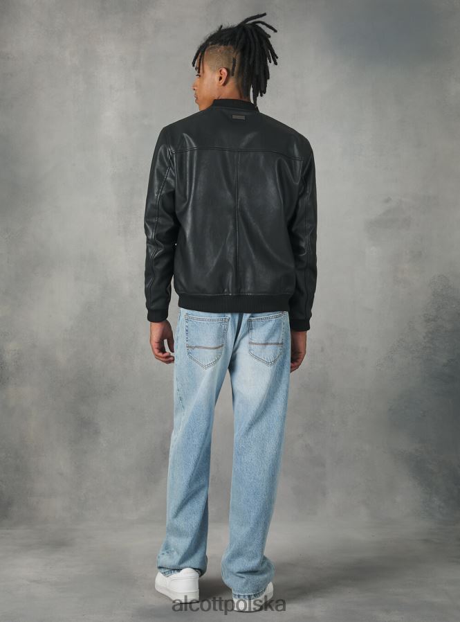 odzież Alcott Kurtka bomber z efektem skóry bk1 czarny mężczyźni 2TXFF6749
