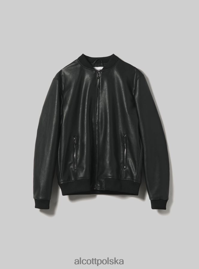 odzież Alcott Kurtka bomber z efektem skóry bk1 czarny mężczyźni 2TXFF6749