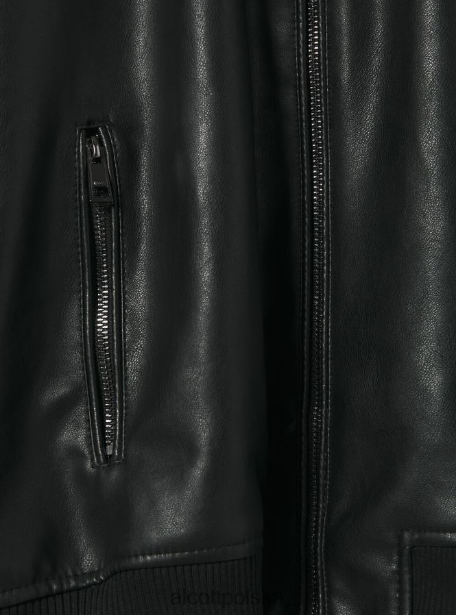 odzież Alcott Kurtka bomber z efektem skóry bk1 czarny mężczyźni 2TXFF6749