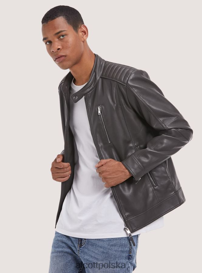 odzież Alcott Kurtka z eko skóry, zapinana na zamek czarny mężczyźni 2TXFF61153