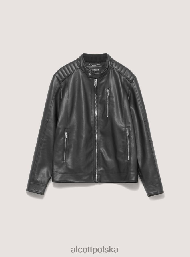 odzież Alcott Kurtka z eko skóry, zapinana na zamek czarny mężczyźni 2TXFF61153