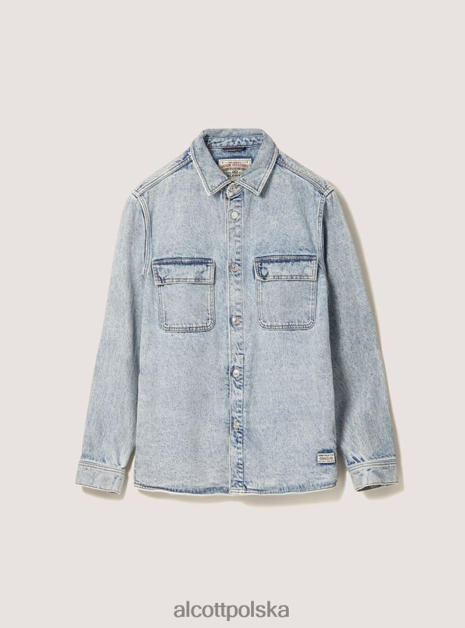 odzież Alcott dżinsowa kurtka koszulowa d006 lazur mężczyźni 2TXFF61043