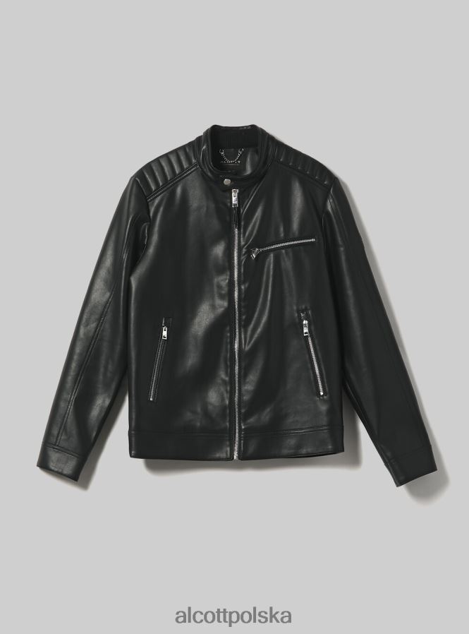 odzież Alcott kurtka motocyklowa z efektem skóry bk1 czarny mężczyźni 2TXFF6753