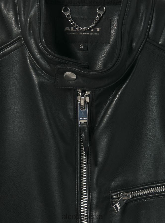 odzież Alcott kurtka motocyklowa z efektem skóry bk1 czarny mężczyźni 2TXFF6753
