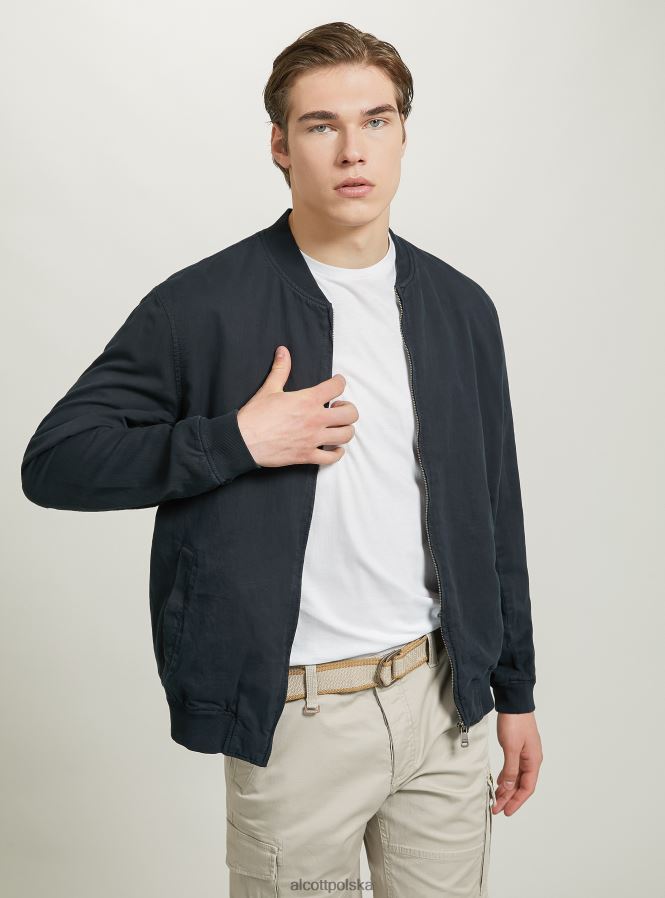odzież Alcott lniana kurtka bomber niebieski mężczyźni 2TXFF6982