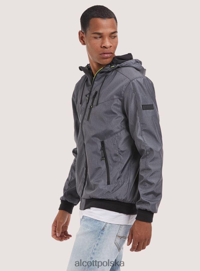 odzież Alcott wiatroszczelna kurtka bomber z kapturem bk1 czarny mężczyźni 2TXFF6728