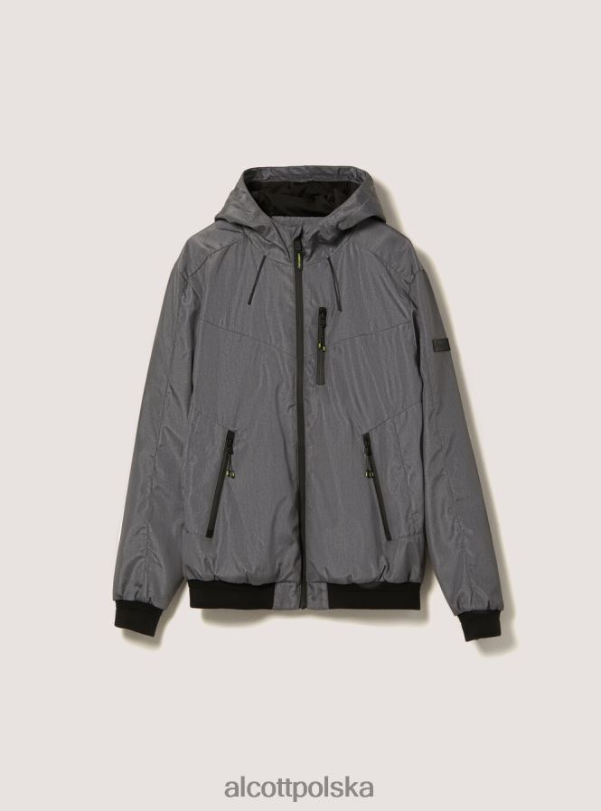 odzież Alcott wiatroszczelna kurtka bomber z kapturem bk1 czarny mężczyźni 2TXFF6728