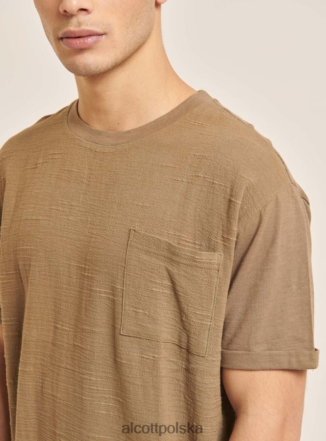 odzież Alcott T-shirt z mieszanki lnu z kieszenią biały mężczyźni 2TXFF61098