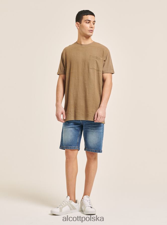 odzież Alcott T-shirt z mieszanki lnu z kieszenią biały mężczyźni 2TXFF61098