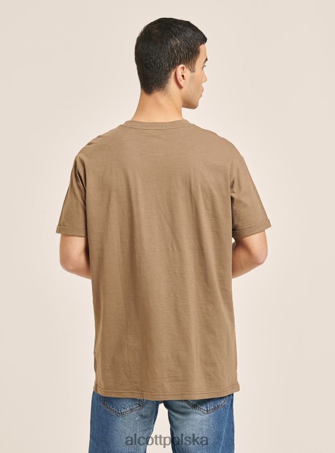 odzież Alcott T-shirt z mieszanki lnu z kieszenią biały mężczyźni 2TXFF61098