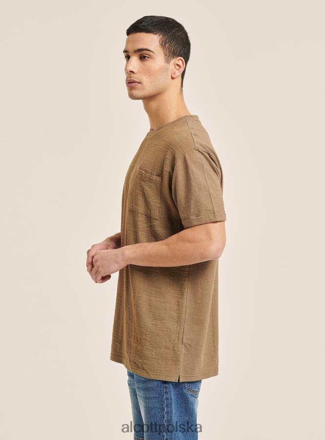 odzież Alcott T-shirt z mieszanki lnu z kieszenią biały mężczyźni 2TXFF61098
