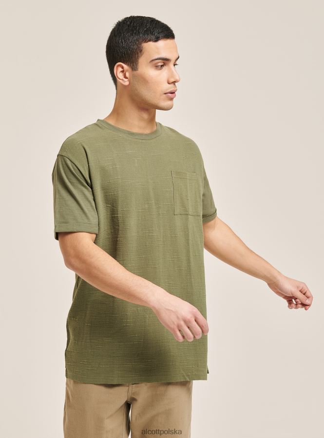 odzież Alcott T-shirt z mieszanki lnu z kieszenią biały mężczyźni 2TXFF61126