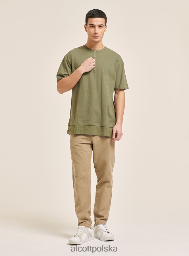 odzież Alcott T-shirt z mieszanki lnu z kołnierzykiem typu serape biały mężczyźni 2TXFF6813