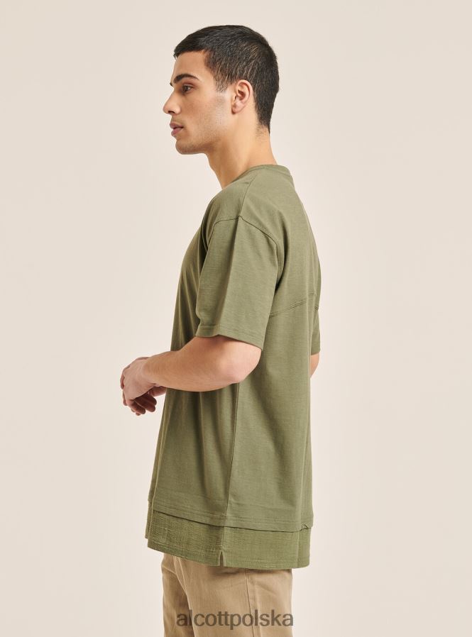 odzież Alcott T-shirt z mieszanki lnu z kołnierzykiem typu serape biały mężczyźni 2TXFF6813