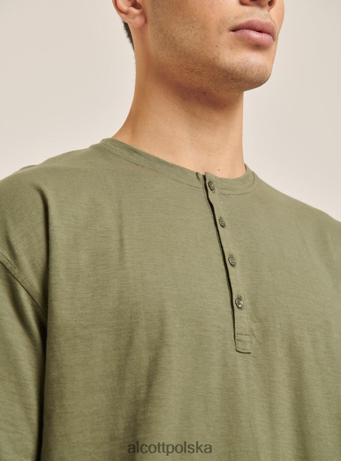 odzież Alcott T-shirt z mieszanki lnu z kołnierzykiem typu serape biały mężczyźni 2TXFF6813