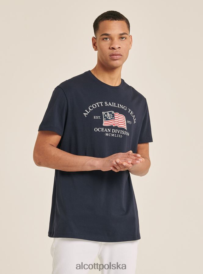 odzież Alcott bawełniana koszulka z nadrukiem niebieski mężczyźni 2TXFF6940