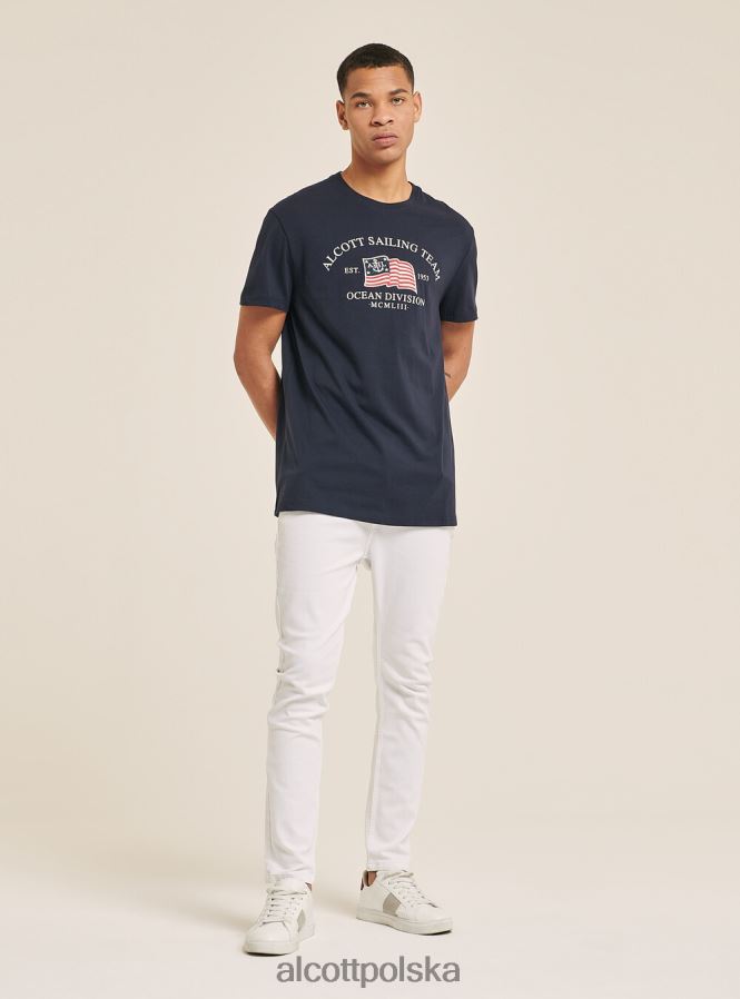 odzież Alcott bawełniana koszulka z nadrukiem niebieski mężczyźni 2TXFF6940