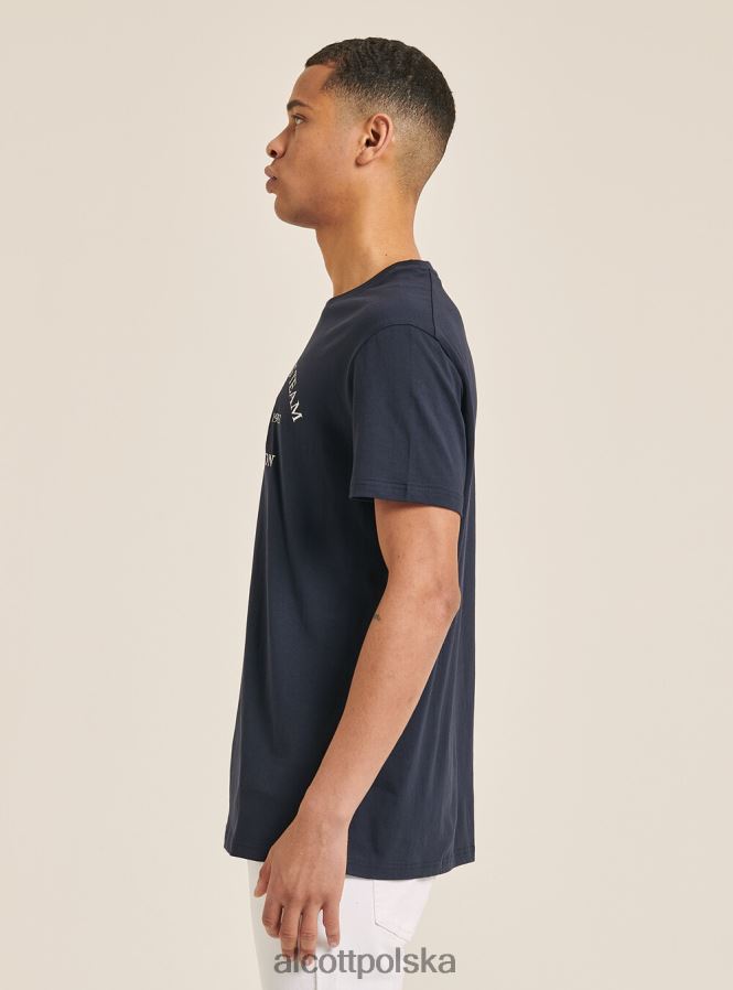 odzież Alcott bawełniana koszulka z nadrukiem niebieski mężczyźni 2TXFF6940