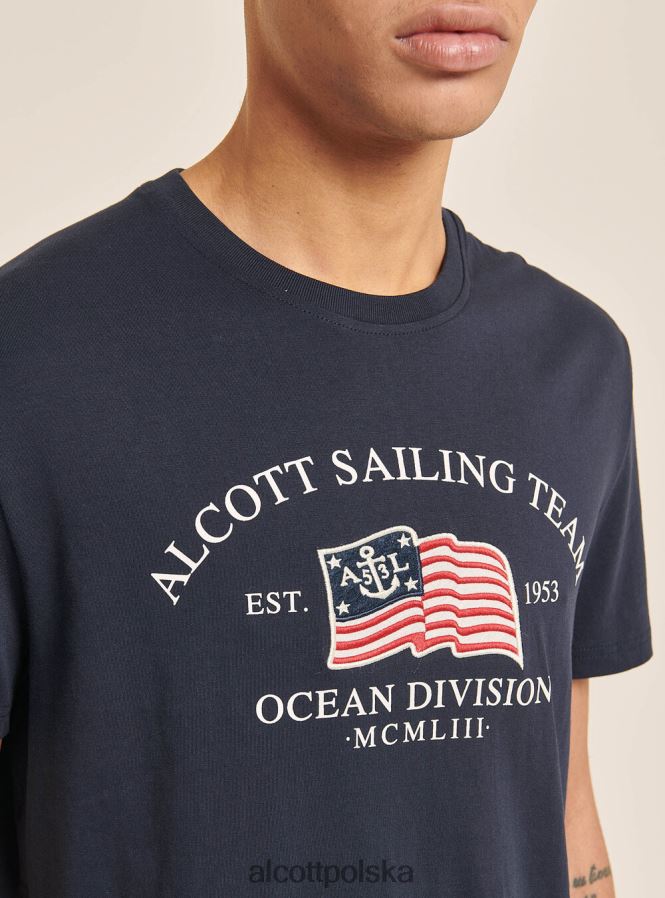 odzież Alcott bawełniana koszulka z nadrukiem niebieski mężczyźni 2TXFF6940