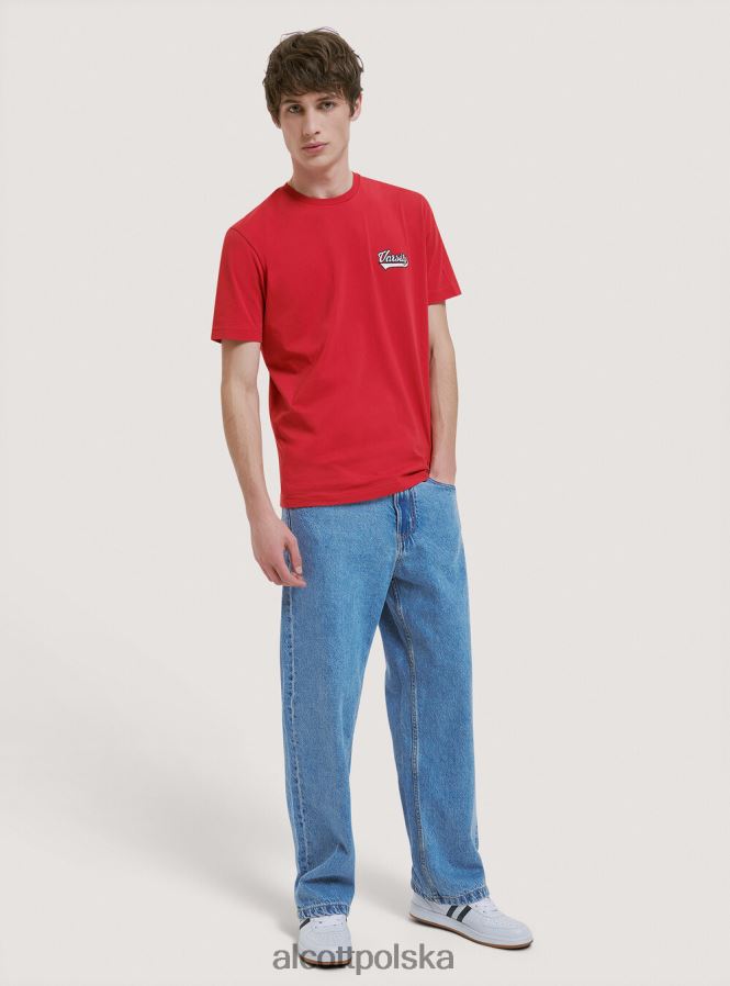 odzież Alcott bawełniana koszulka z naszywką uniwersytecką c0020 złamana biel mężczyźni 2TXFF6991