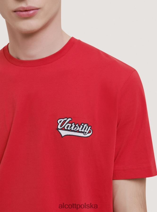 odzież Alcott bawełniana koszulka z naszywką uniwersytecką c0020 złamana biel mężczyźni 2TXFF6991