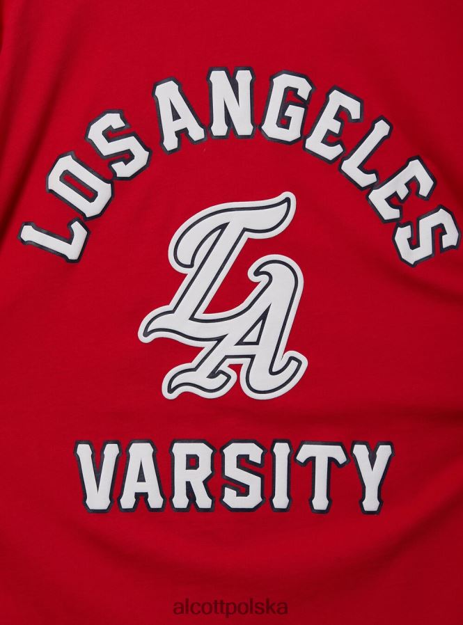 odzież Alcott bawełniana koszulka z naszywką uniwersytecką c0020 złamana biel mężczyźni 2TXFF6991