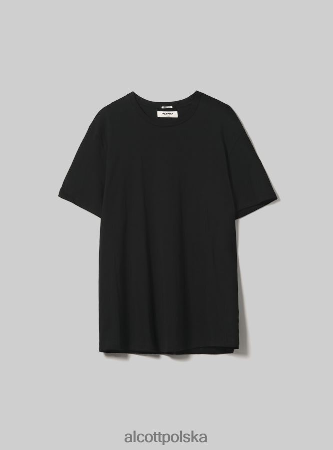 odzież Alcott bawełniana koszulka z okrągłym dekoltem bk1 czarny mężczyźni 2TXFF6668