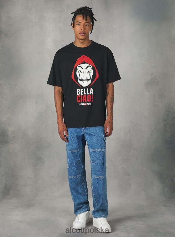 odzież Alcott koszulka La Casa de Papel bk1 czarny mężczyźni 2TXFF6942