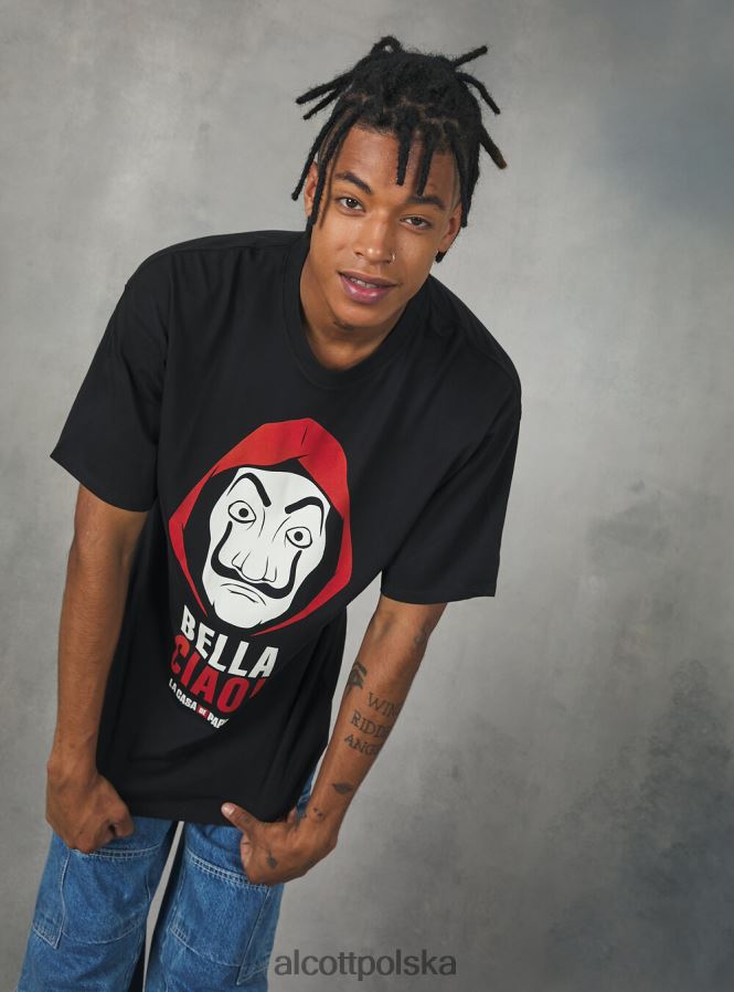 odzież Alcott koszulka La Casa de Papel bk1 czarny mężczyźni 2TXFF6942