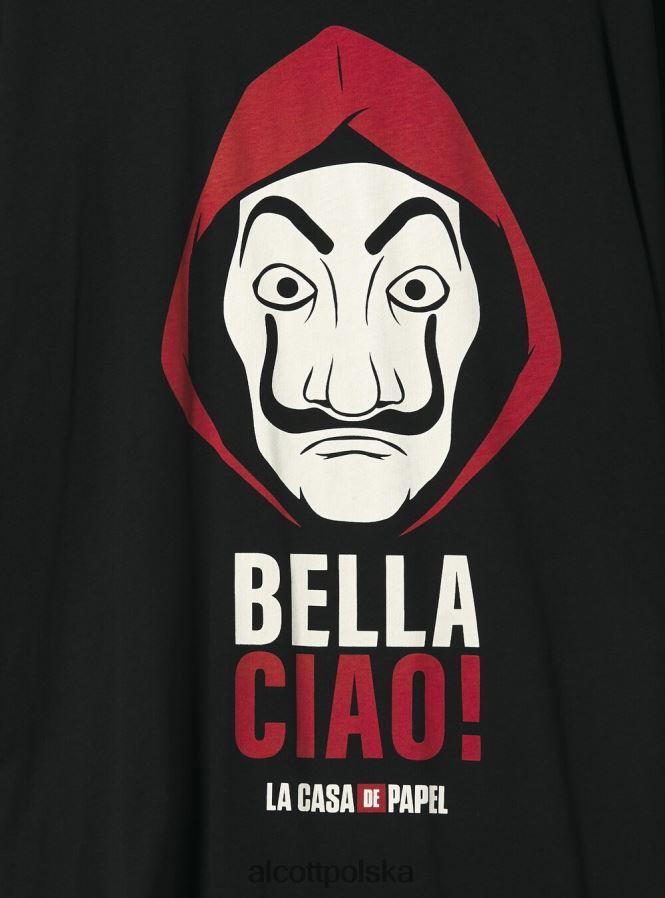 odzież Alcott koszulka La Casa de Papel bk1 czarny mężczyźni 2TXFF6942