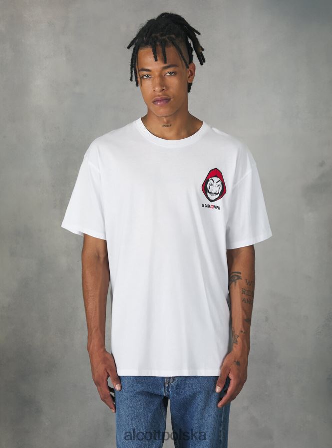 odzież Alcott koszulka La Casa de Papel w3 biały mężczyźni 2TXFF61060