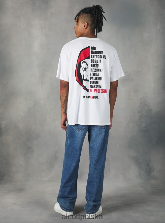 odzież Alcott koszulka La Casa de Papel w3 biały mężczyźni 2TXFF61060